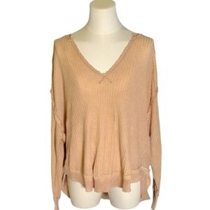 Mustard Seed Anthropologie Raw Edge Inside Out High Textured Sweater Size Small